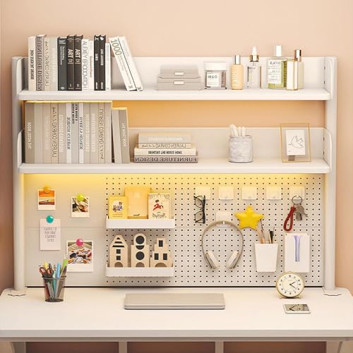 NUODWELL Schreibtisch-Organizer zum Anklemmen, verstellbares Bücherregal für die Arbeitsplatte, Computer-Desktop-Bücherregal mit Aufbewahrungsregalen und Stecktafel für Büro-Sichtschutz und
