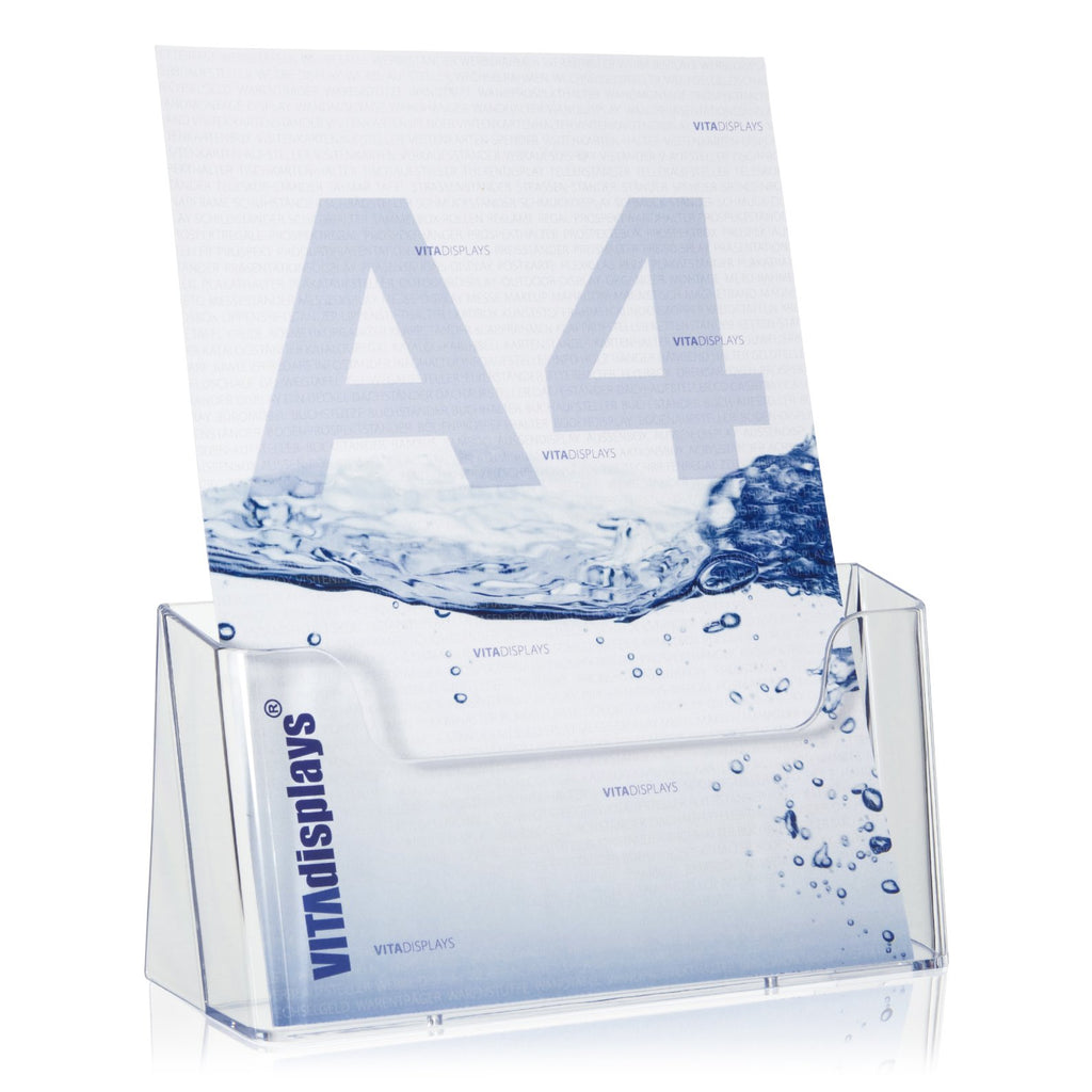 VITAdisplays 2 Stück Tisch-Prospektständer Flyerständer, Prospekthalter von VITAdisplays (transparent, DIN A4)