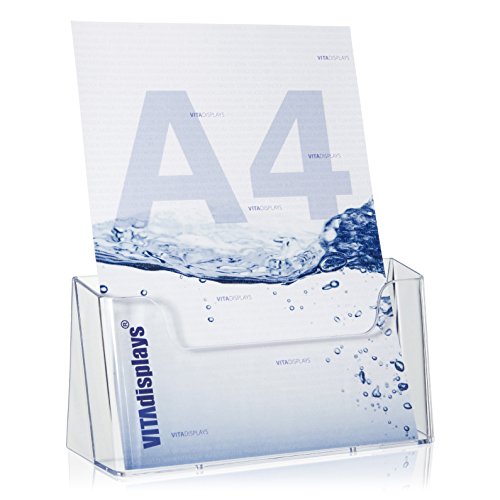 VITAdisplays 2 Stück Tisch-Prospektständer Flyerständer, Prospekthalter von VITAdisplays (transparent, DIN A4)