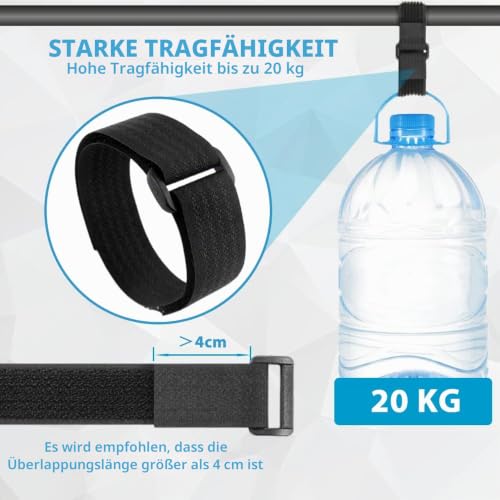 5m x 2cm Klettband mit 25 Schnalle - Freie Schnittlänge Klett Kabelbinder Wiederverschließbar, Kabel Klettbinder Klettverschluss Band, Schwarz