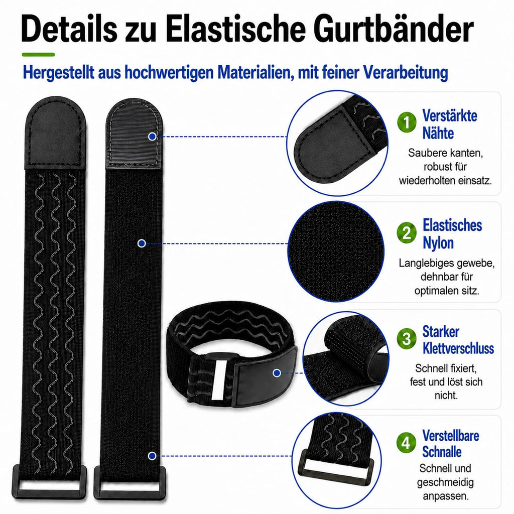 Upbeat 6 Stück Elastisches Gurtbänder, Rutschfeste Wiederverwendbare