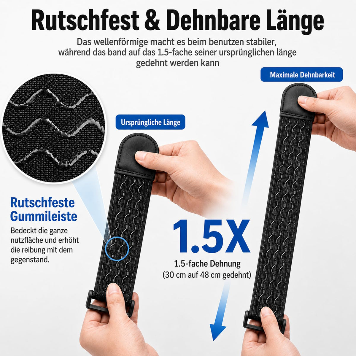 Upbeat 6 Stück Elastisches Gurtbänder, Rutschfeste Wiederverwendbare