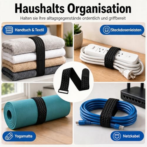 Upbeat 6 Stück Elastisches Gurtbänder, Rutschfeste Wiederverwendbare