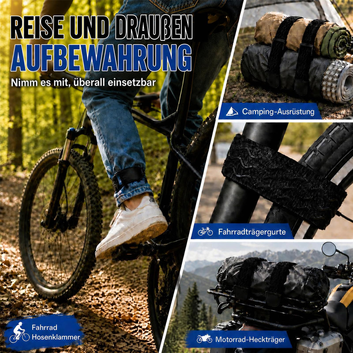 Upbeat 6 Stück Elastisches Gurtbänder, Rutschfeste Wiederverwendbare