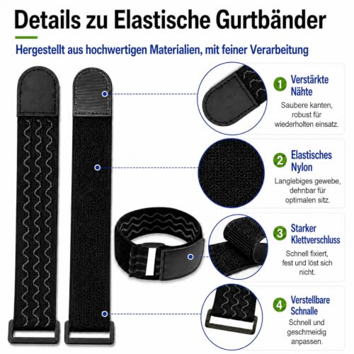 Upbeat 6 Stück Elastisches Gurtbänder, Rutschfeste Wiederverwendbare