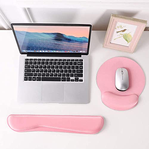 Mauspad-Handballenauflage Ergonomisches Handballenauflage-Set, Tastatur-Handgelenkauflage und Mauspad mit Handgelenkstütze für Computer, Laptop, Zuhause und Büro, Rosa