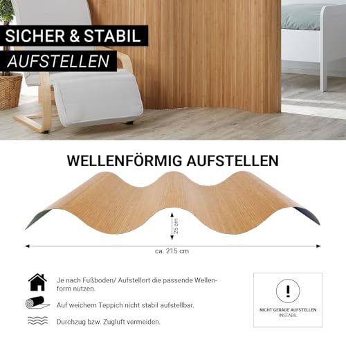 Homestyle4u Paravent Raumteiler Bambus Braun Innen 145 cm Höhe