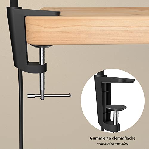 ledscom.de GU10 Klemmleuchte KLUK mit Schwanenhals, schwarz inkl. GU10, warm-weiß, 6,826W 630lm