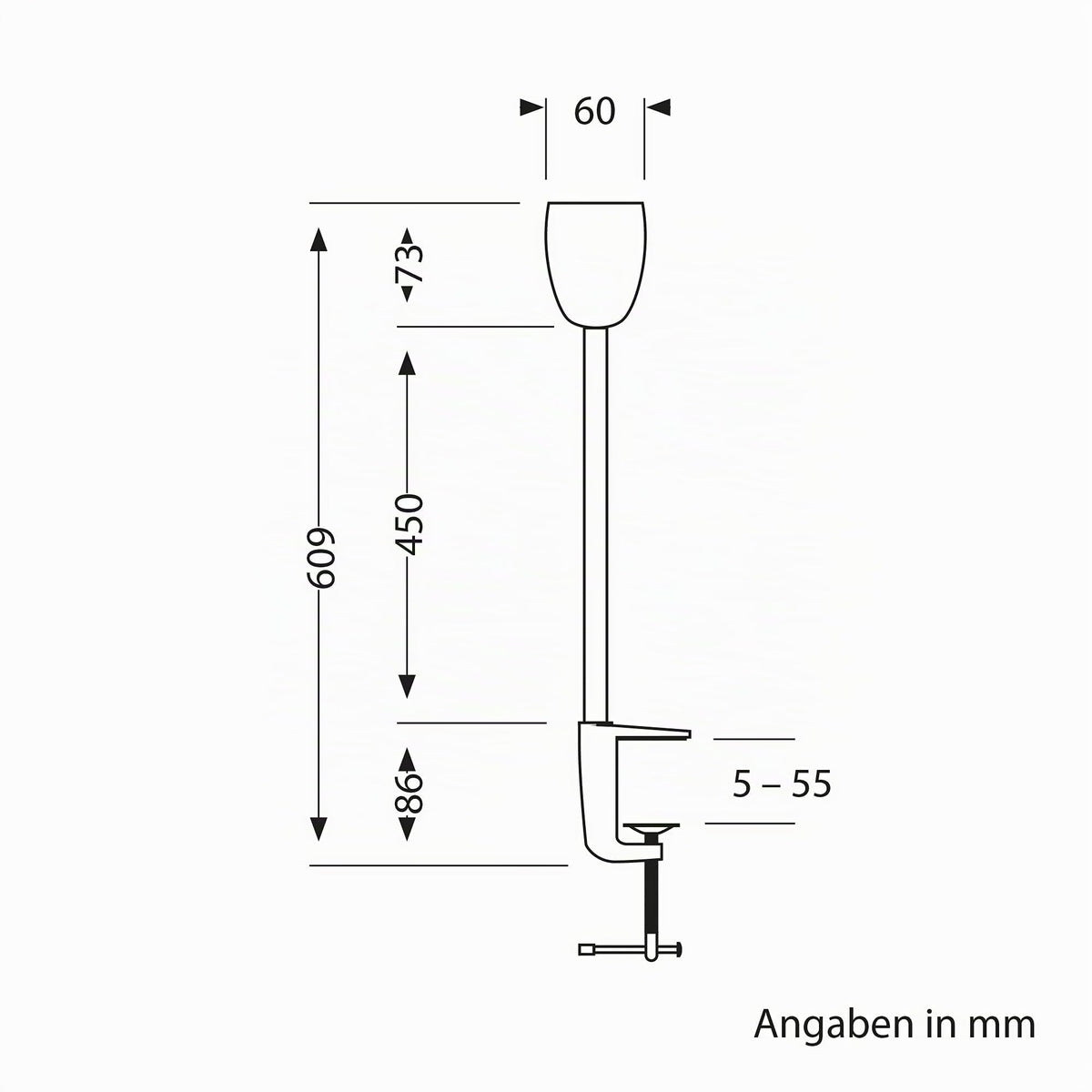 ledscom.de GU10 Klemmleuchte KLUK mit Schwanenhals, schwarz inkl. GU10, warm-weiß, 6,826W 630lm