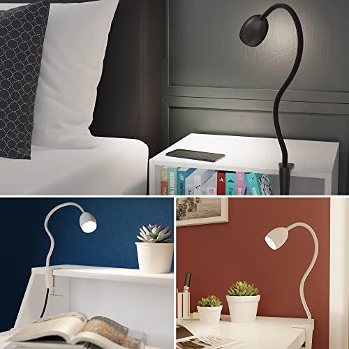 ledscom.de GU10 Klemmleuchte KLUK mit Schwanenhals, schwarz inkl. GU10, warm-weiß, 6,826W 630lm