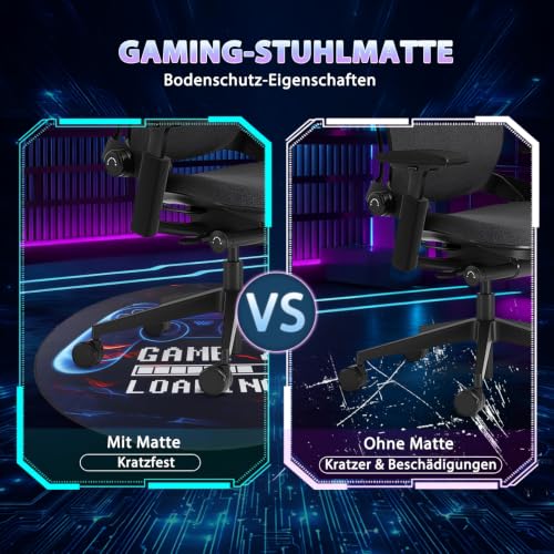 Capslpad Gaming Bodenschutzmatte 120x120cm rutschfest Teppich Bürostuhl Unterlage Schreibtischstuhl für Hartholzboden stuhlmatten Stuhlunterlage für Spielzimmer Home Office Laminat Fliesen