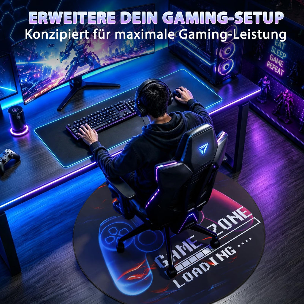 Capslpad Gaming Bodenschutzmatte 120x120cm rutschfest Teppich Bürostuhl Unterlage Schreibtischstuhl für Hartholzboden stuhlmatten Stuhlunterlage für Spielzimmer Home Office Laminat Fliesen