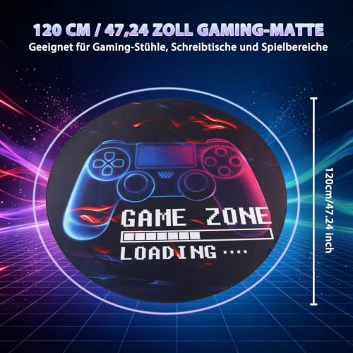 Capslpad Gaming Bodenschutzmatte 120x120cm rutschfest Teppich Bürostuhl Unterlage Schreibtischstuhl für Hartholzboden stuhlmatten Stuhlunterlage für Spielzimmer Home Office Laminat Fliesen