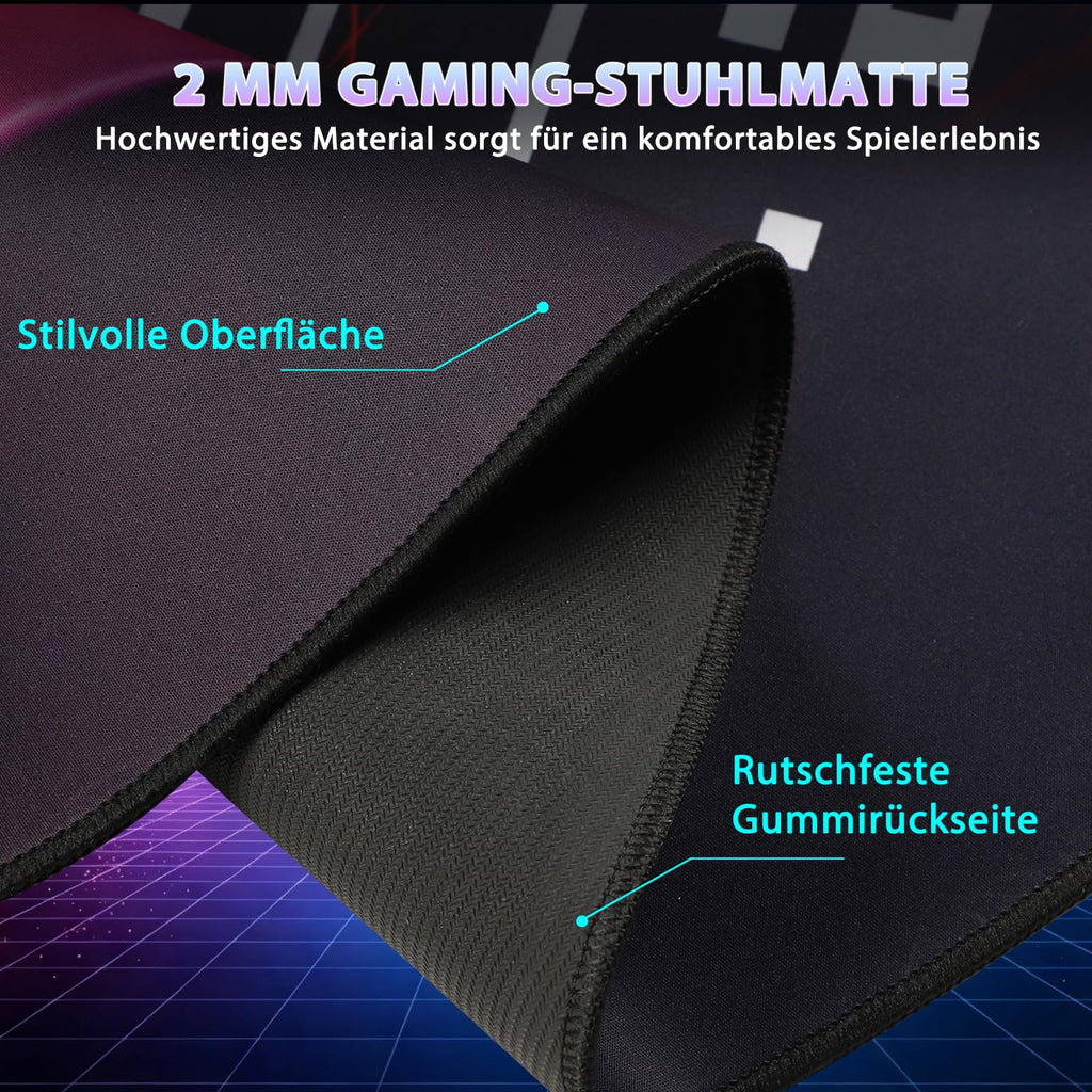 Capslpad Gaming Bodenschutzmatte 120x120cm rutschfest Teppich Bürostuhl Unterlage Schreibtischstuhl für Hartholzboden stuhlmatten Stuhlunterlage für Spielzimmer Home Office Laminat Fliesen