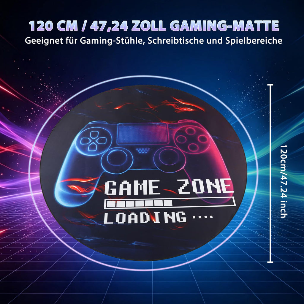 Capslpad Gaming Bodenschutzmatte 120x120cm rutschfest Teppich Bürostuhl Unterlage Schreibtischstuhl für Hartholzboden stuhlmatten Stuhlunterlage für Spielzimmer Home Office Laminat Fliesen