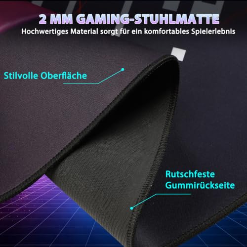 Capslpad Gaming Bodenschutzmatte 120x120cm rutschfest Teppich Bürostuhl Unterlage Schreibtischstuhl für Hartholzboden stuhlmatten Stuhlunterlage für Spielzimmer Home Office Laminat Fliesen