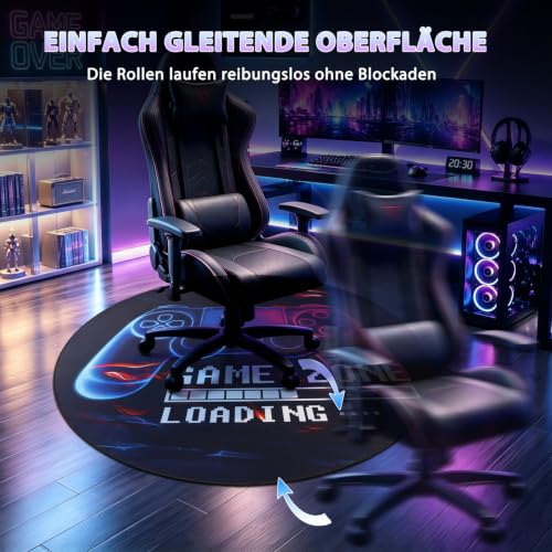 Capslpad Gaming Bodenschutzmatte 120x120cm rutschfest Teppich Bürostuhl Unterlage Schreibtischstuhl für Hartholzboden stuhlmatten Stuhlunterlage für Spielzimmer Home Office Laminat Fliesen