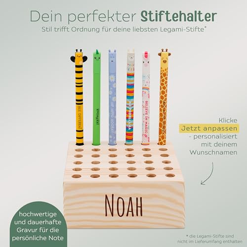 wunderwunsch Stiftehalter Legami Kinder Holz personalisiert, Schulanfang