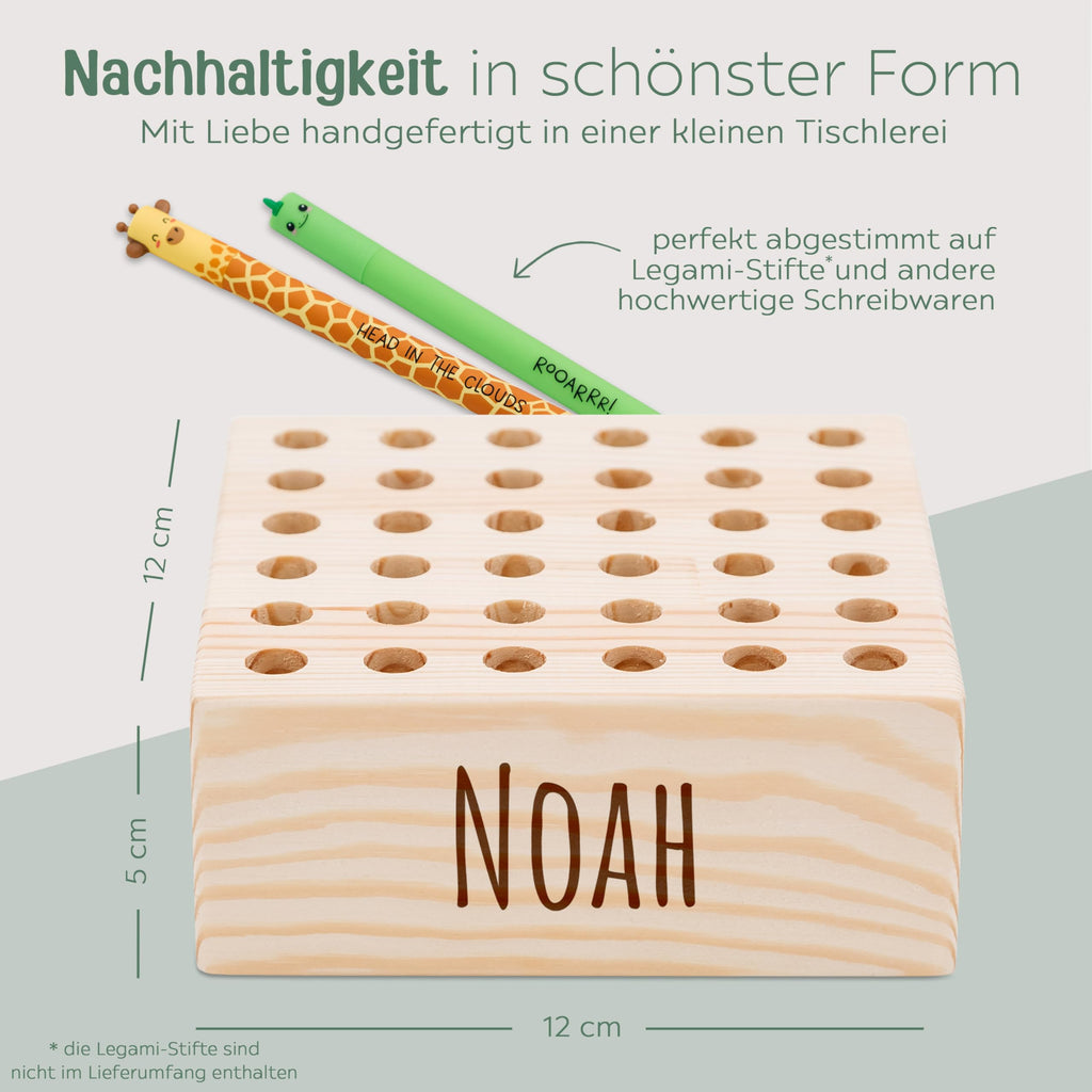 wunderwunsch Stiftehalter Legami Kinder Holz personalisiert, Schulanfang