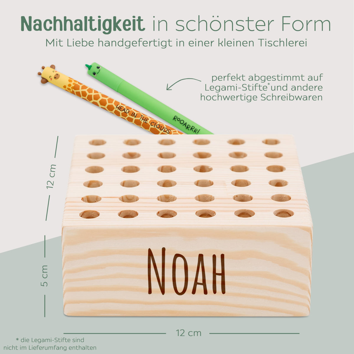 wunderwunsch Stiftehalter Legami Kinder Holz personalisiert, Schulanfang