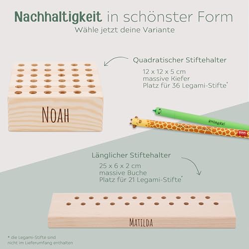 wunderwunsch Stiftehalter Legami Kinder Holz personalisiert, Schulanfang