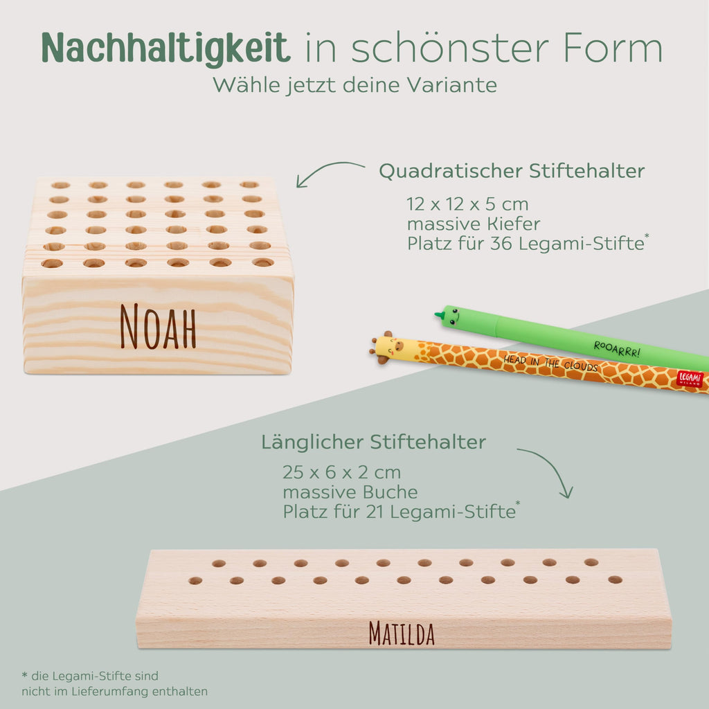 wunderwunsch Stiftehalter Legami Kinder Holz personalisiert, Schulanfang