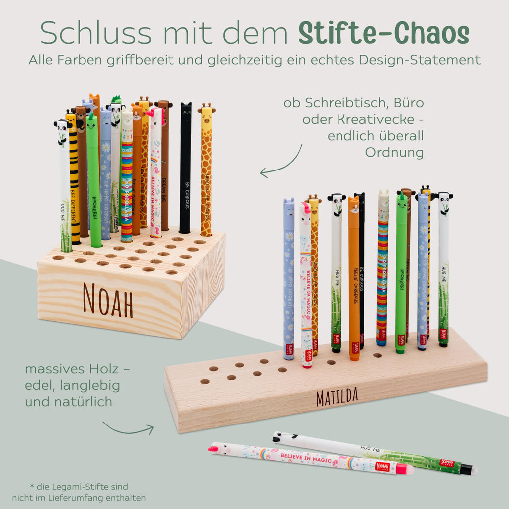 wunderwunsch Stiftehalter Legami Kinder Holz personalisiert, Schulanfang