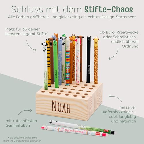 wunderwunsch Stiftehalter Legami Kinder Holz personalisiert, Schulanfang