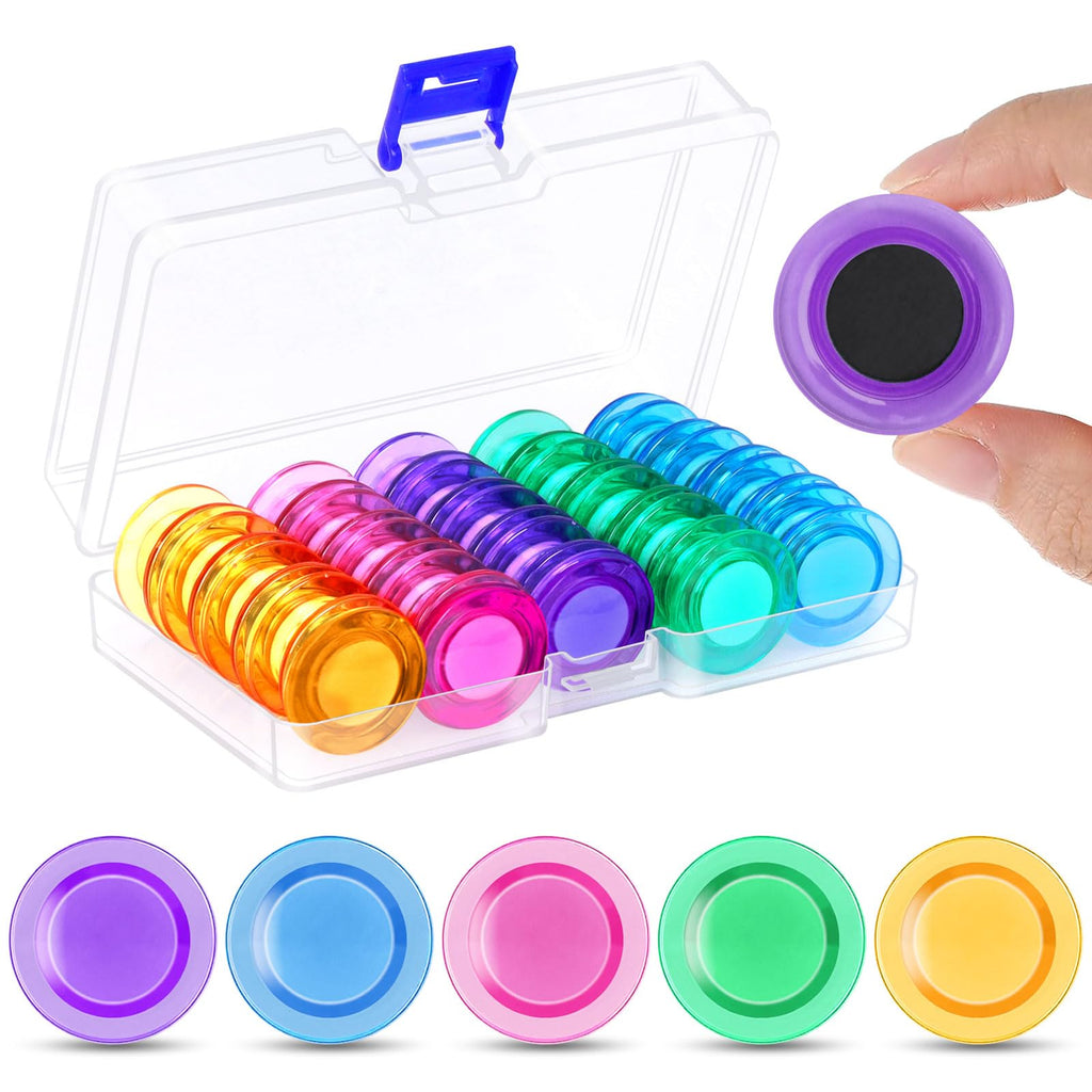 45 Stück runde Magnete, 30 x 8 mm, Starke Bunte Mini-Magnete für Whiteboard, Pinnwand, Kühlschrank, Schultafel, Schranktüren und andere Metalloberflächen