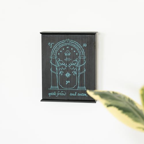 Grupo Erik Schlüsselkasten Schwarz Türen von Durin Schlüsselbrett Haken - Wohnungs Zubehör Schlüsselschrank 21 x 26 x 6 cm Offizieller Herr der Ringe Fanartikel