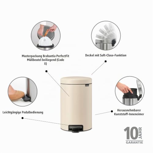 Brabantia NewIcon Treteimer, Soft Beige, 12 l