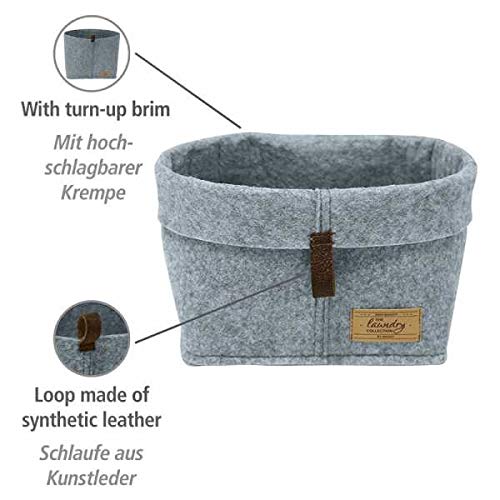 WENKO Filz-Korb Feli M, Box für mehr Ordnung und System in Schubladen und Regalen, in skandinavischem Design, für Küche, Diele oder Bad, gefertigt aus 100% Polyester, 24 x 16 x 16 cm, Grau