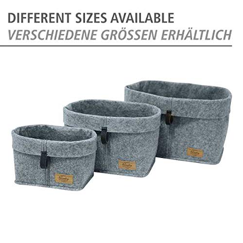 WENKO Filz-Korb Feli M, Box für mehr Ordnung und System in Schubladen und Regalen, in skandinavischem Design, für Küche, Diele oder Bad, gefertigt aus 100% Polyester, 24 x 16 x 16 cm, Grau