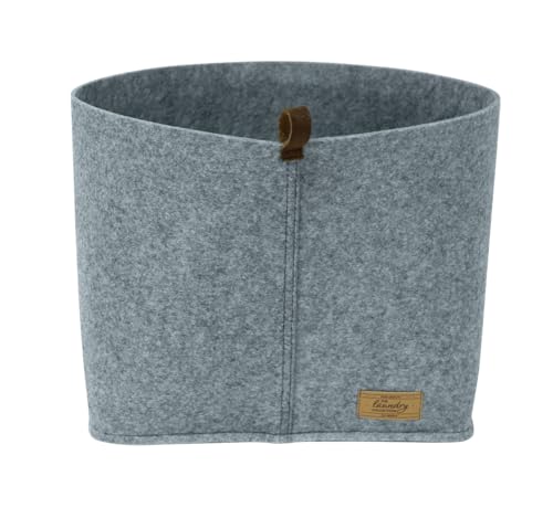 WENKO Filz-Korb Feli M, Box für mehr Ordnung und System in Schubladen und Regalen, in skandinavischem Design, für Küche, Diele oder Bad, gefertigt aus 100% Polyester, 24 x 16 x 16 cm, Grau