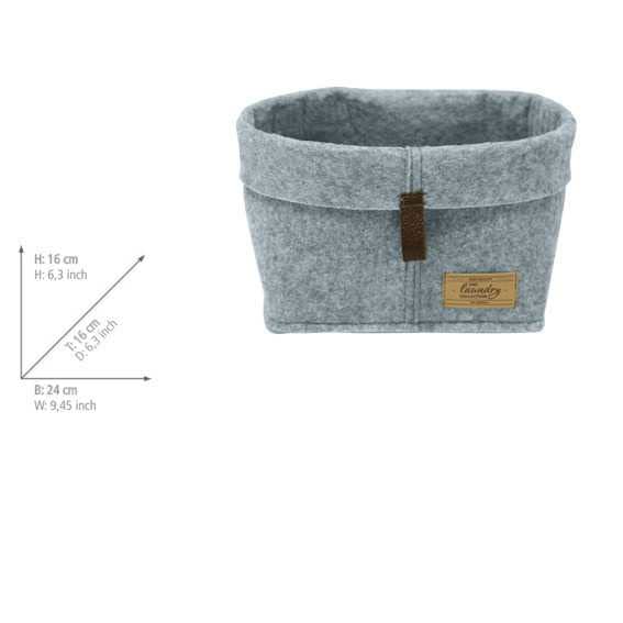 WENKO Filz-Korb Feli M, Box für mehr Ordnung und System in Schubladen und Regalen, in skandinavischem Design, für Küche, Diele oder Bad, gefertigt aus 100% Polyester, 24 x 16 x 16 cm, Grau