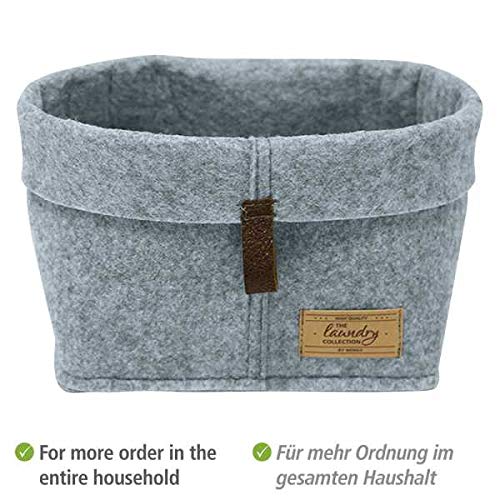 WENKO Filz-Korb Feli M, Box für mehr Ordnung und System in Schubladen und Regalen, in skandinavischem Design, für Küche, Diele oder Bad, gefertigt aus 100% Polyester, 24 x 16 x 16 cm, Grau