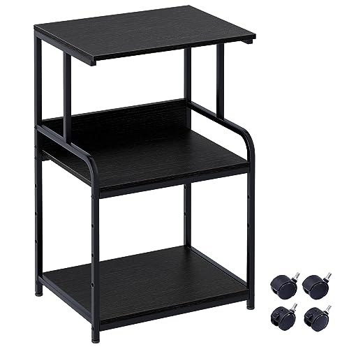 3-Ebene Druckertisch mit Rollen,3d Drucker Tisch,Drucker Regal, Schwarz