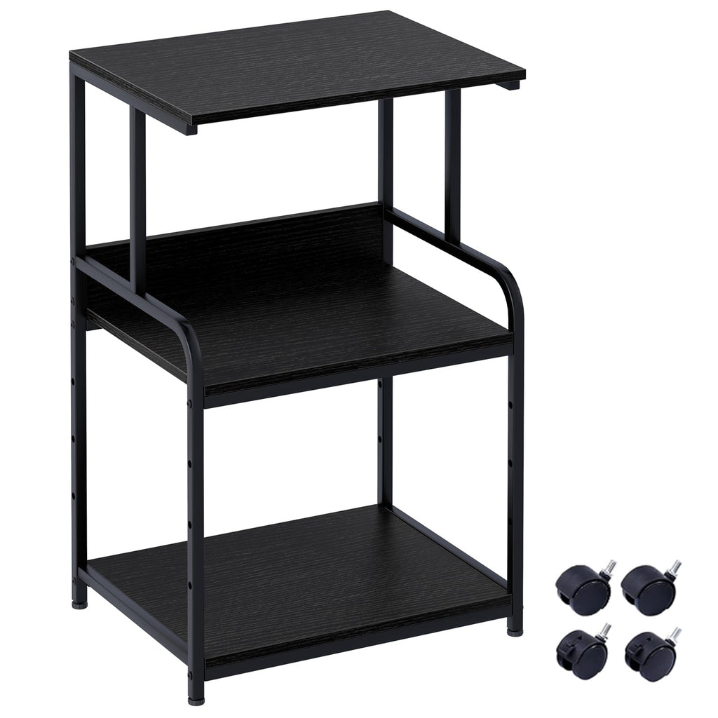 3-Ebene Druckertisch mit Rollen,3d Drucker Tisch,Drucker Regal, Schwarz