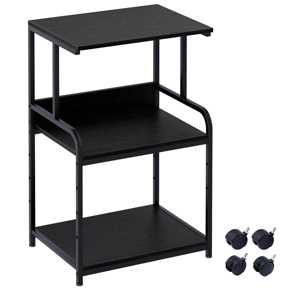 3-Ebene Druckertisch mit Rollen,3d Drucker Tisch,Drucker Regal, Schwarz