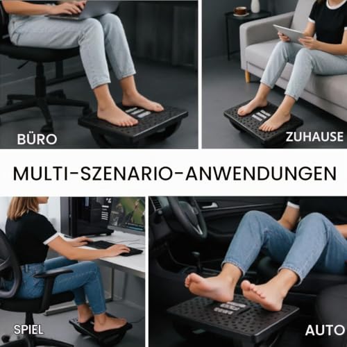 Fußstütze Schreibtisch, Fußablage Schreibtisch für den Schreibtisch mit Massagefunktion, rutschfeste Fußstütze für das Homeoffice, lindert Ermüdungserscheinungen in Beinen und Knien (Schwarz)