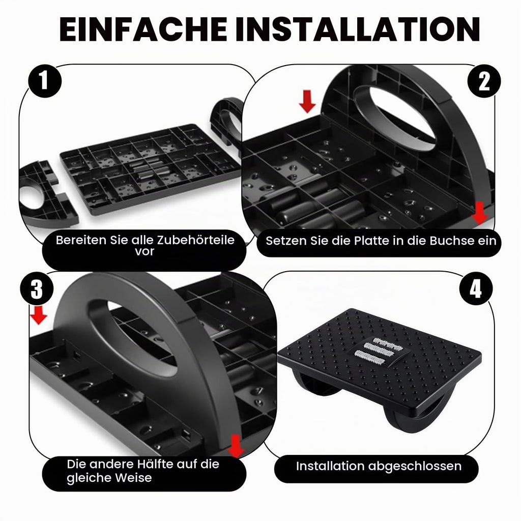 Fußstütze Schreibtisch, Fußablage Schreibtisch für den Schreibtisch mit Massagefunktion, rutschfeste Fußstütze für das Homeoffice, lindert Ermüdungserscheinungen in Beinen und Knien (Schwarz)