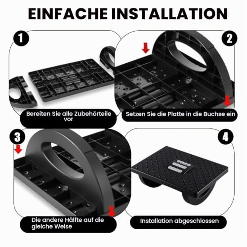 Fußstütze Schreibtisch, Fußablage Schreibtisch für den Schreibtisch mit Massagefunktion, rutschfeste Fußstütze für das Homeoffice, lindert Ermüdungserscheinungen in Beinen und Knien (Schwarz)