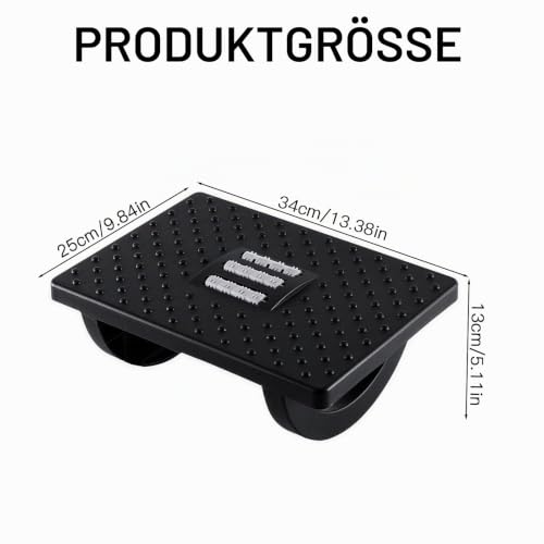 Fußstütze Schreibtisch, Fußablage Schreibtisch für den Schreibtisch mit Massagefunktion, rutschfeste Fußstütze für das Homeoffice, lindert Ermüdungserscheinungen in Beinen und Knien (Schwarz)