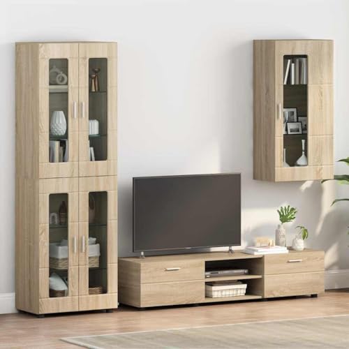 Holzschrank Sonoma-Eiche Holzwerkstoff, Standschrank mit Fächern