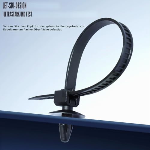 160 Stück Universal Kabelbinder für Autohalterung,5 Größen Kabelbinder schwarzer Reißverschluss, Nylon, zum Eindrücken, robust, für Automobil, Bau, Innen-Drahtbündelung (160)