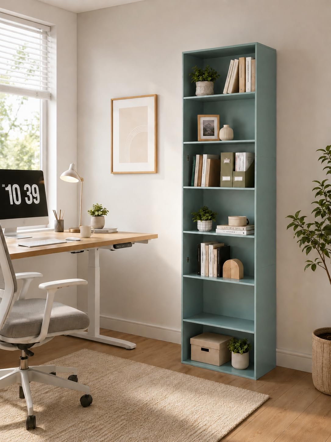 Bücherregal Grün 1 Stück Büro Schmal Hoch 60×23,5×209,5 cm