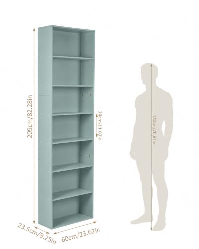 Bücherregal Grün 1 Stück Büro Schmal Hoch 60×23,5×209,5 cm