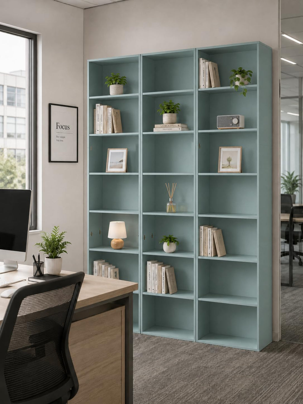 Bücherregal Grün 1 Stück Büro Schmal Hoch 60×23,5×209,5 cm