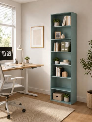 Bücherregal Grün 1 Stück Büro Schmal Hoch 60×23,5×209,5 cm