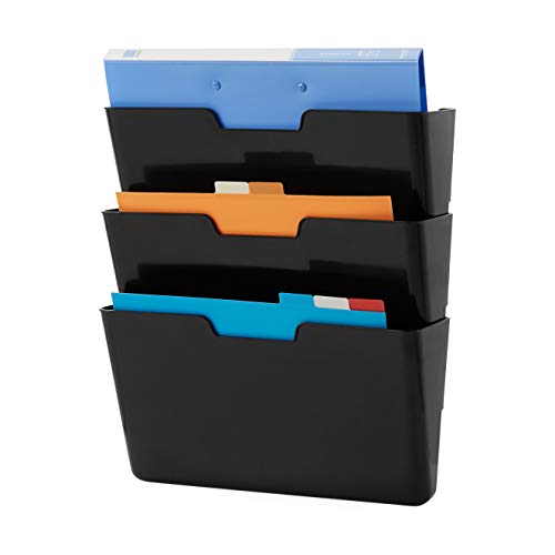 Amazon Basics Wandablagefächer, hängend, 3-stufig, 33 x 38 cm, Schwarz, 3 Stück, Transparent, US Buchstabengröße